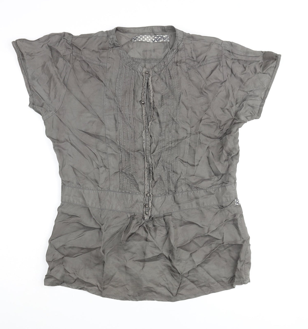 Rags Womens Grey Viscose Basic Blouse Size 2XL Round Neck