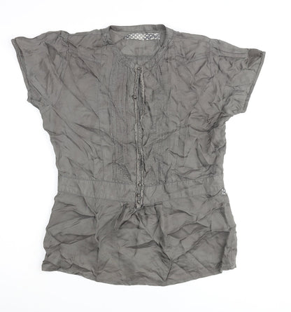 Rags Womens Grey Viscose Basic Blouse Size 2XL Round Neck