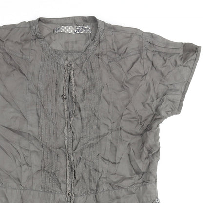 Rags Womens Grey Viscose Basic Blouse Size 2XL Round Neck