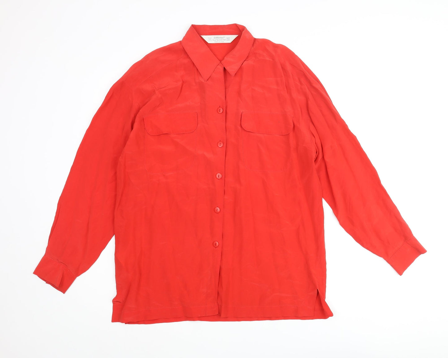 Womens UK Size 12 St Michael Red Basic Button-Up
