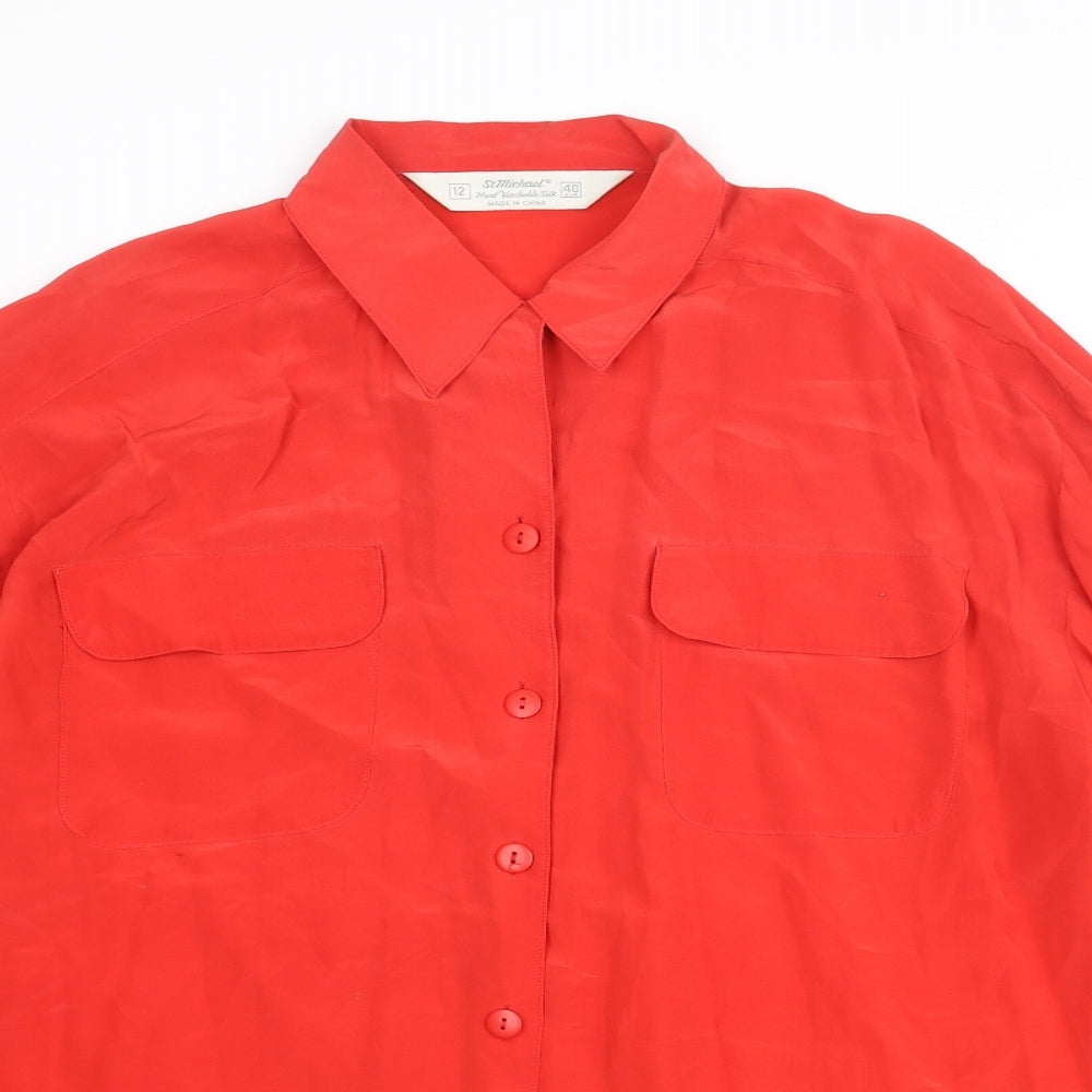 Womens UK Size 12 St Michael Red Basic Button-Up