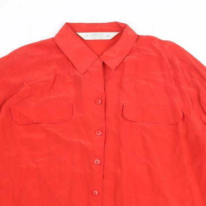 Womens UK Size 12 St Michael Red Basic Button-Up