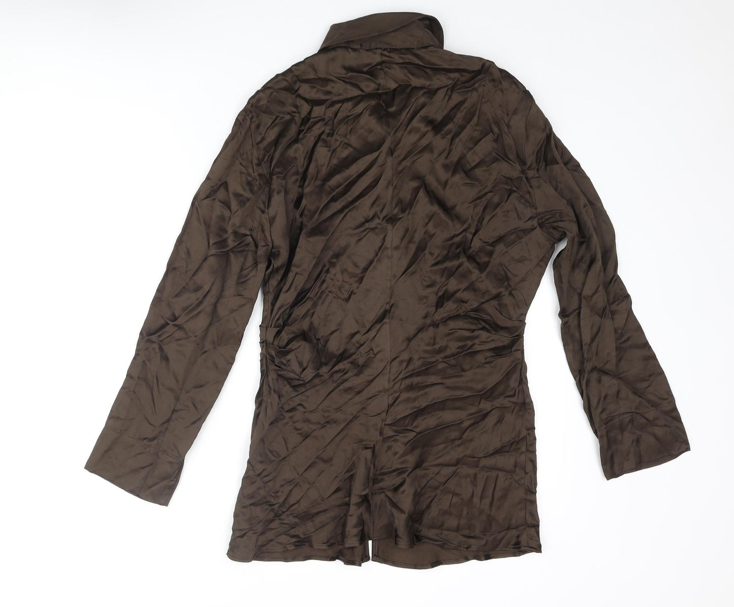 Womens UK Size L Zara Brown Basic Button-Up