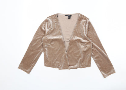 FOREVER 21 Womens Beige Polyester Cropped T-Shirt Size S V-Neck - Cardigan Style