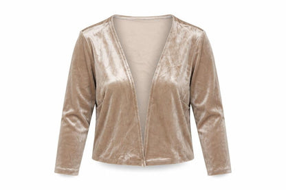 Forever 21 Womens Beige Polyester Cropped T-Shirt Size S V-Neck - Cardigan Style
