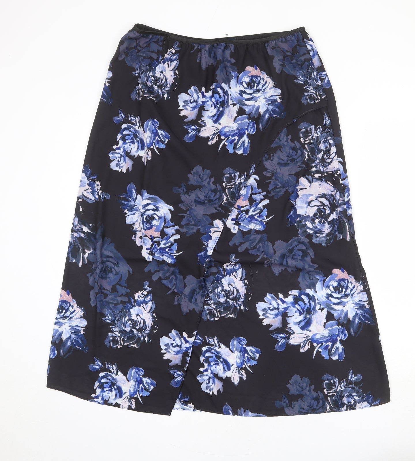 French Connection Womens Black Floral Polyester A-Line Skirt Size 14 - Slit