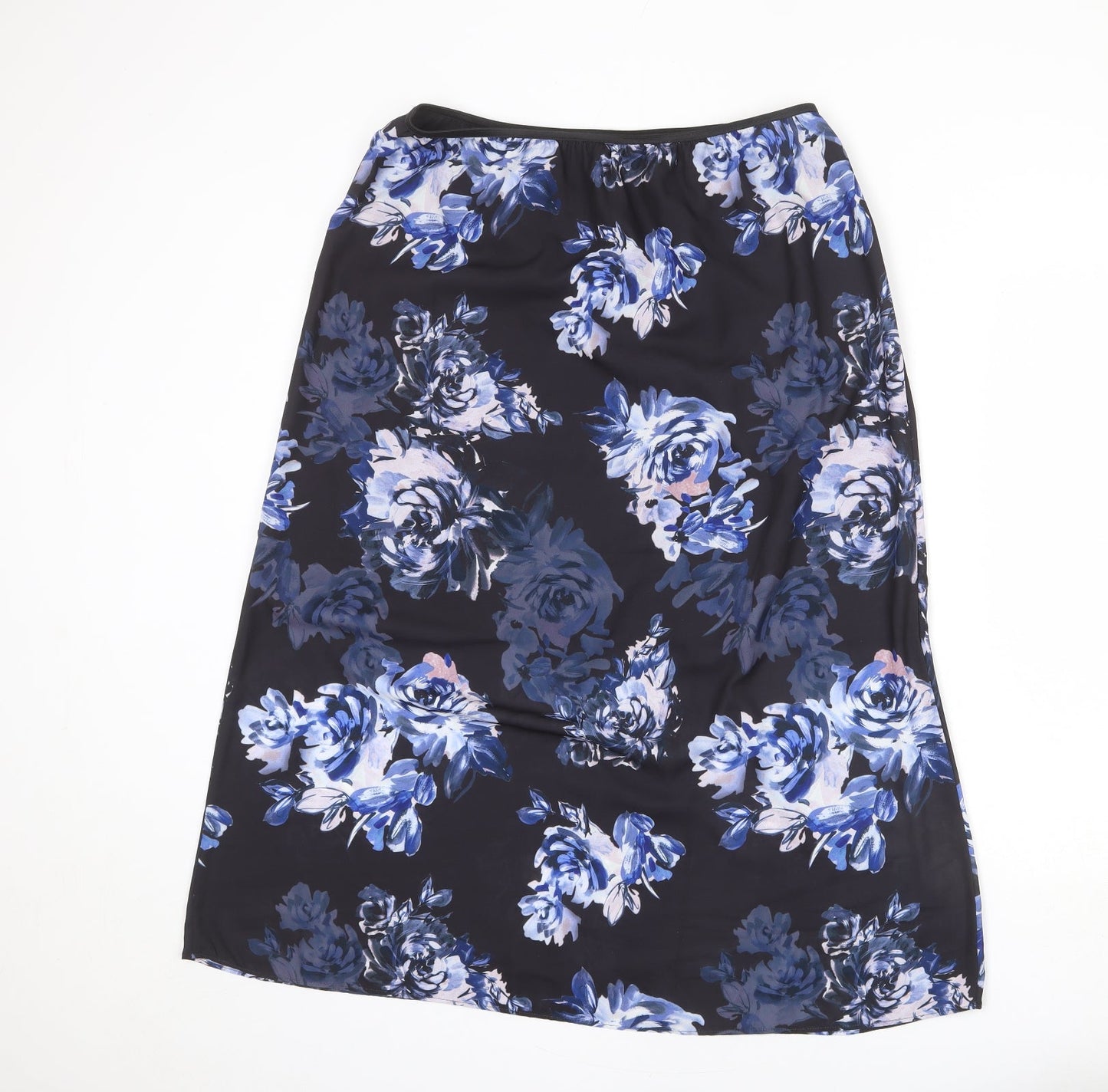 French Connection Womens Black Floral Polyester A-Line Skirt Size 14 - Slit