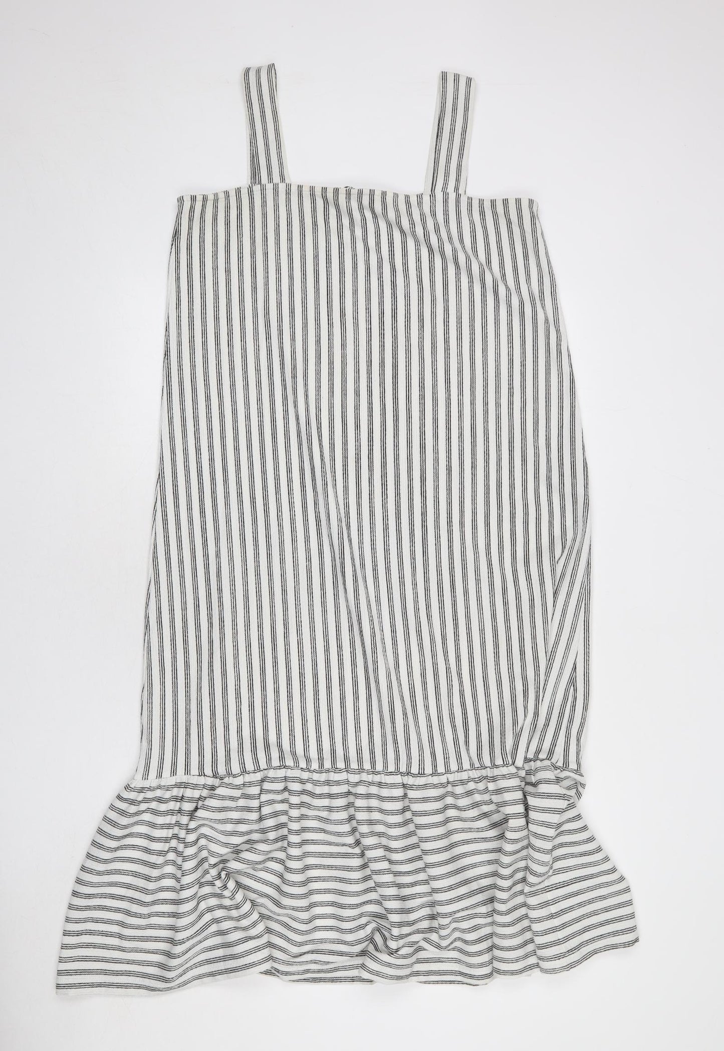 Very Womens White Striped Polyester Mermaid Size 12 Square Neck Pullover