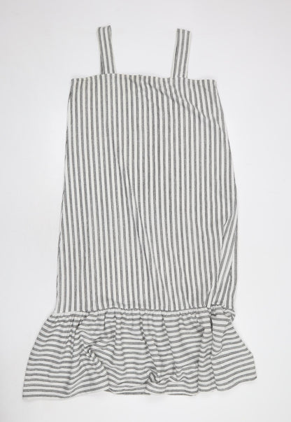 Very Womens White Striped Polyester Mermaid Size 12 Square Neck Pullover