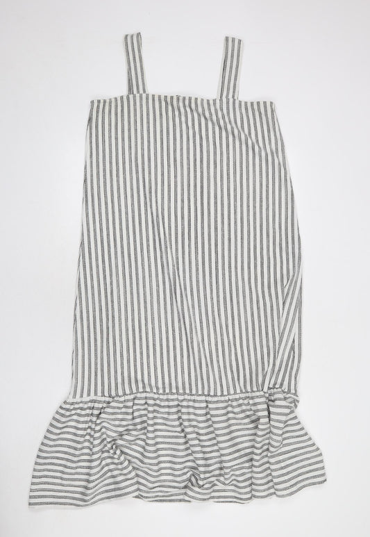 Very Womens White Striped Polyester Mermaid Size 12 Square Neck Pullover