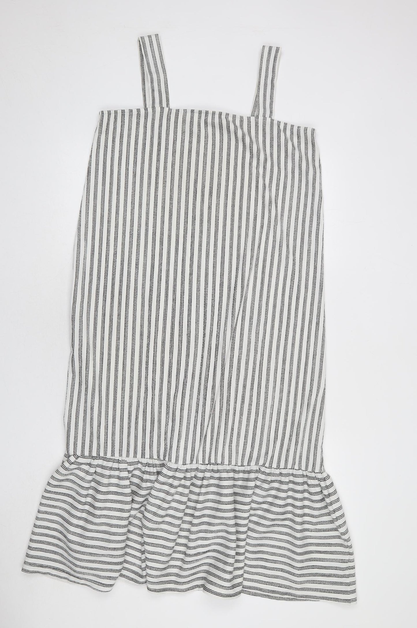Very Womens White Striped Polyester Mermaid Size 12 Square Neck Pullover