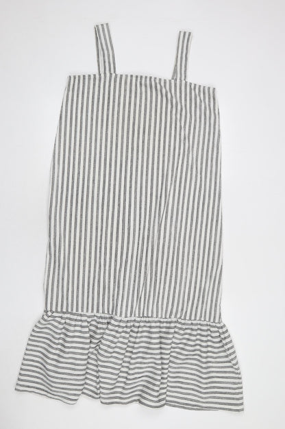 Very Womens White Striped Polyester Mermaid Size 12 Square Neck Pullover