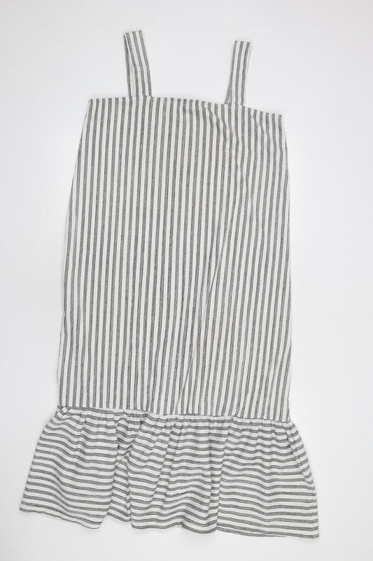 Very Womens White Striped Polyester Mermaid Size 12 Square Neck Pullover