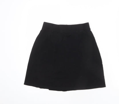 Divided by H&M Womens Black Viscose A-Line Skirt Size S Zip