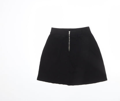 Divided by H&M Womens Black Viscose A-Line Skirt Size S Zip