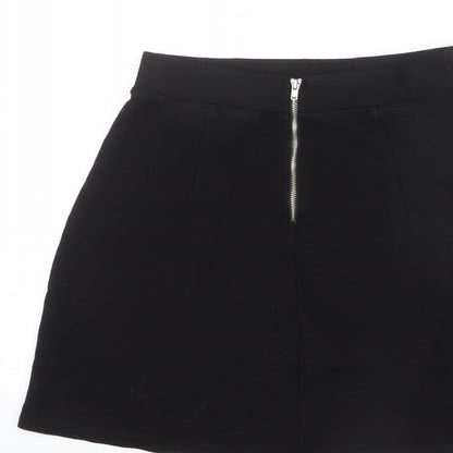 Divided by H&M Womens Black Viscose A-Line Skirt Size S Zip