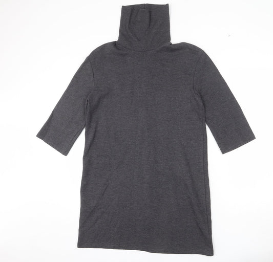 Zara Womens Grey Cotton Sheath Size S High Neck Pullover