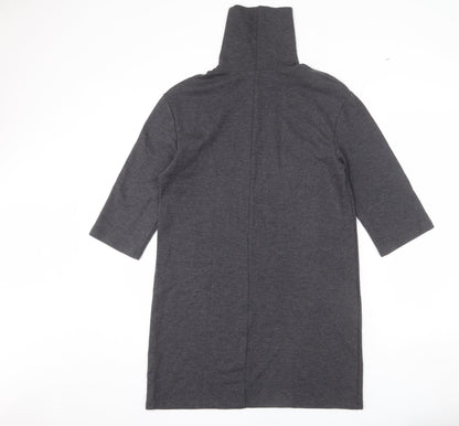 Zara Womens Grey Cotton Sheath Size S High Neck Pullover