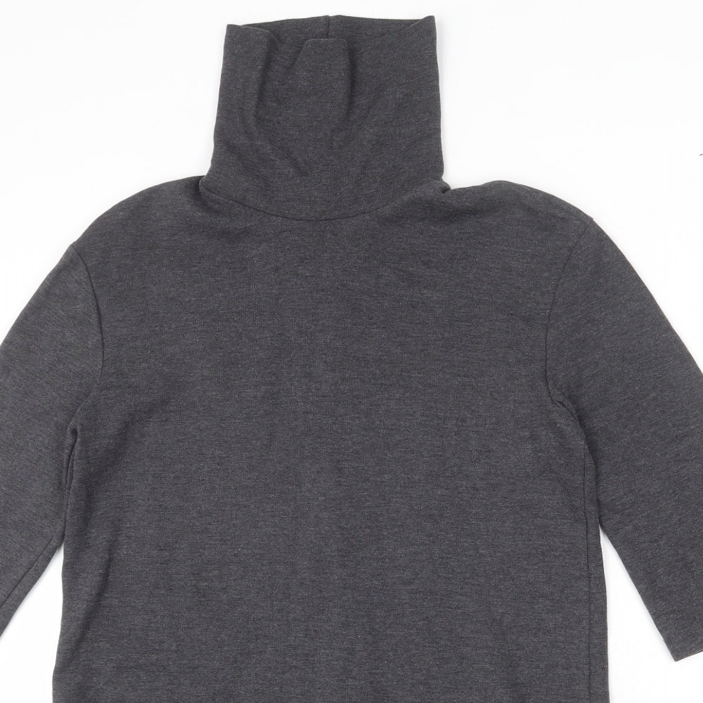 Zara Womens Grey Cotton Sheath Size S High Neck Pullover