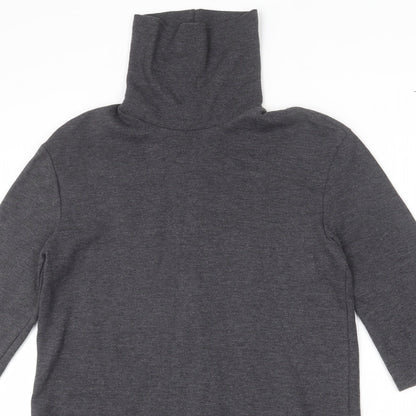 Zara Womens Grey Cotton Sheath Size S High Neck Pullover
