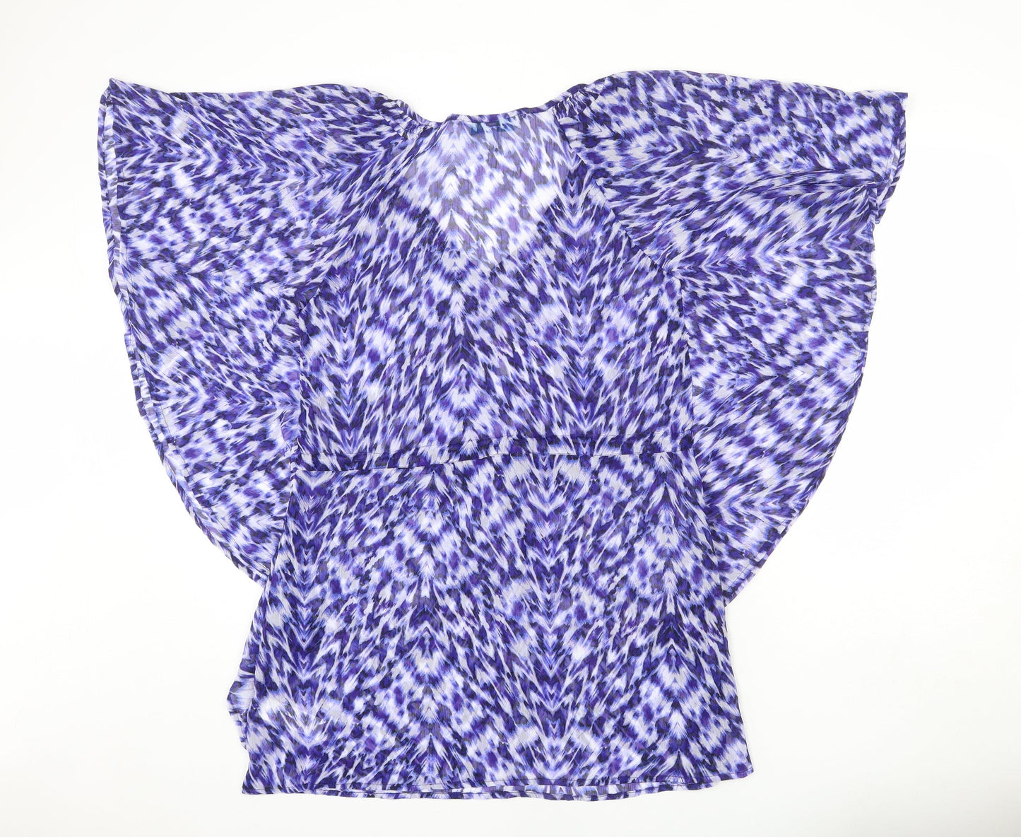Debenhams Womens Blue Geometric Polyester Cover Up Size 10 - Elastic Waist, Tassles