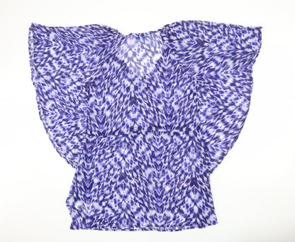 Debenhams Womens Blue Geometric Polyester Cover Up Size 10 - Elastic Waist, Tassles