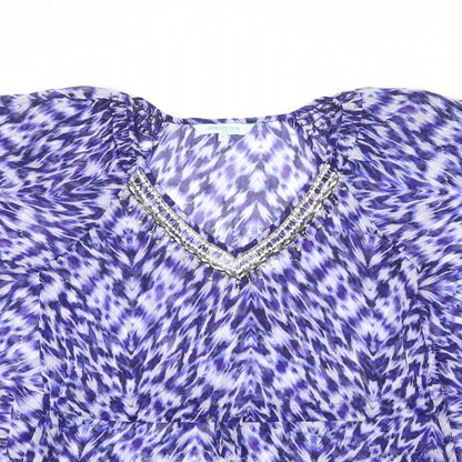 Debenhams Womens Blue Geometric Polyester Cover Up Size 10 - Elastic Waist, Tassles