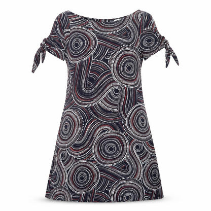 Wallis Womens Multicoloured Geometric Viscose A-Line Size 10 Boat Neck Pullover - Tie Detail