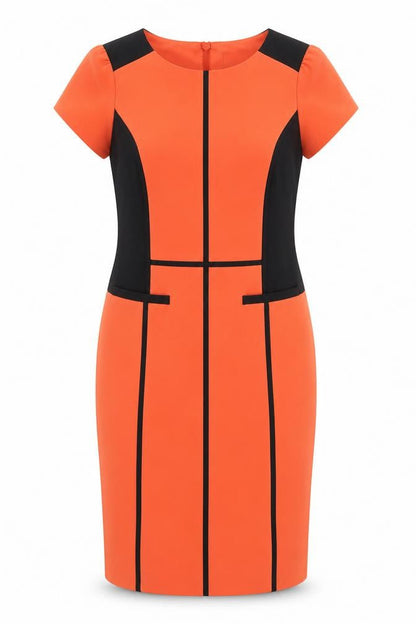 Marisota Womens Orange Polyester Sheath Size 12 Round Neck Zip