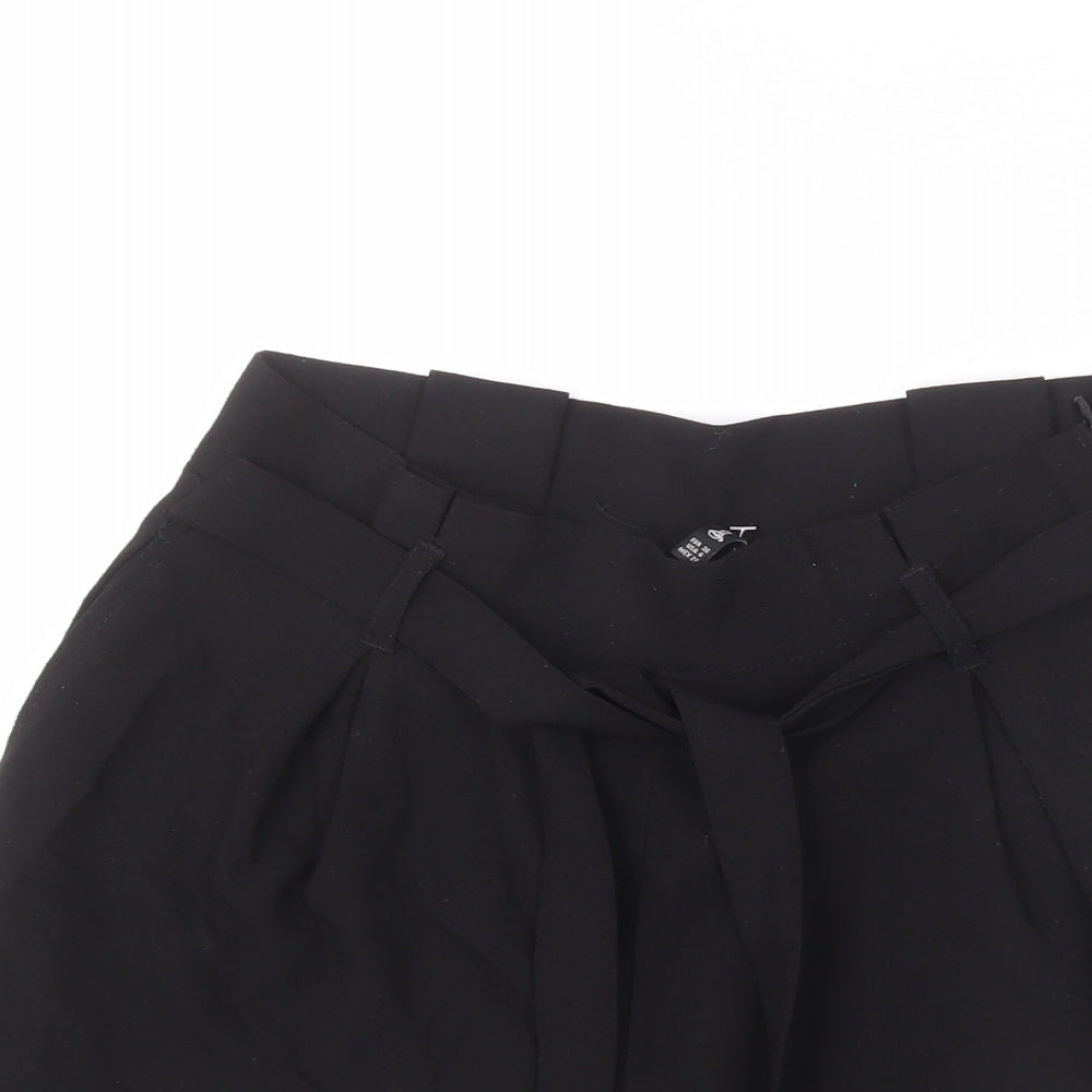 Stradivarius Womens Black Polyester Paperbag Shorts Size 8 Regular Zip - Belted