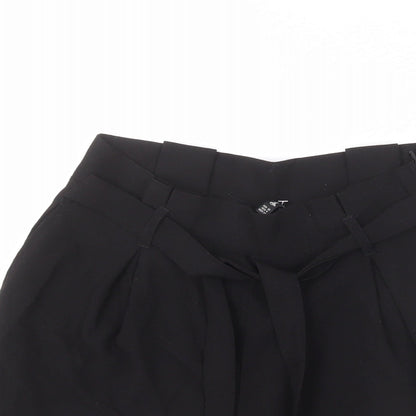 Stradivarius Womens Black Polyester Paperbag Shorts Size 8 Regular Zip - Belted
