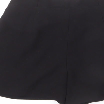 Stradivarius Womens Black Polyester Paperbag Shorts Size 8 Regular Zip - Belted