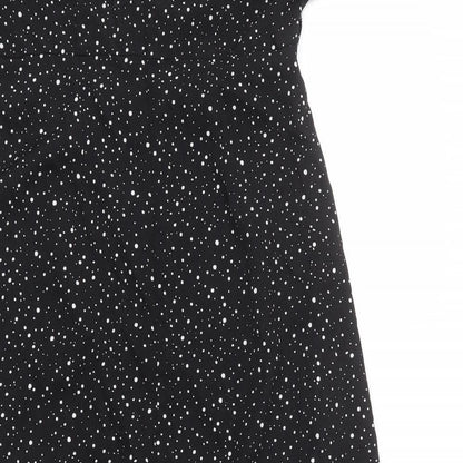 Nasty Gal Womens Black Polka Dot Polyester A-Line Size 12 V-Neck Zip - Slits