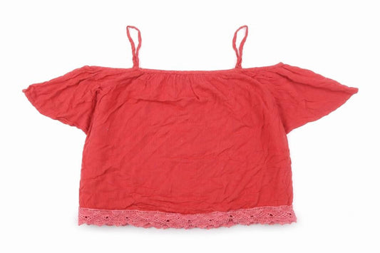 New Look Womens Pink Viscose Camisole Tank Size 8 Square Neck - Lace Detail