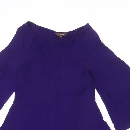 Phase Eight Womens Purple Viscose A-Line Size 12 Round Neck Pullover - Flared Sleeve