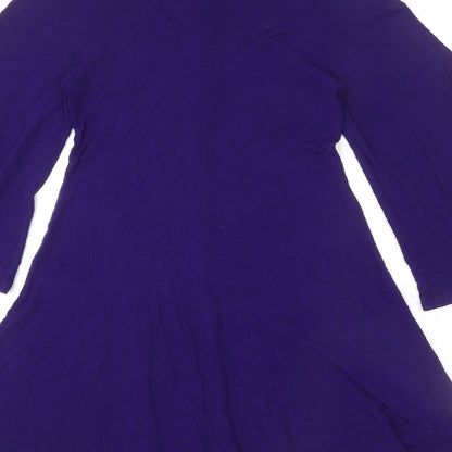 Phase Eight Womens Purple Viscose A-Line Size 12 Round Neck Pullover - Flared Sleeve