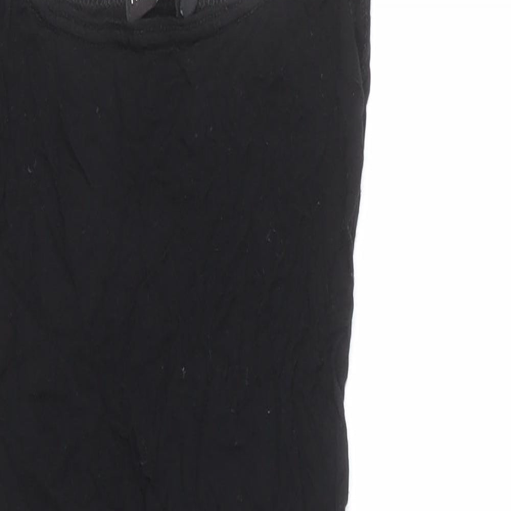 PRETTYLITTLETHING Womens Black Viscose Bodycon Size 4 Scoop Neck Pullover - Mini