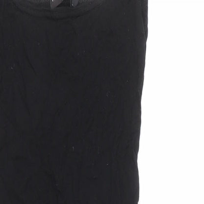 PRETTYLITTLETHING Womens Black Viscose Bodycon Size 4 Scoop Neck Pullover - Mini