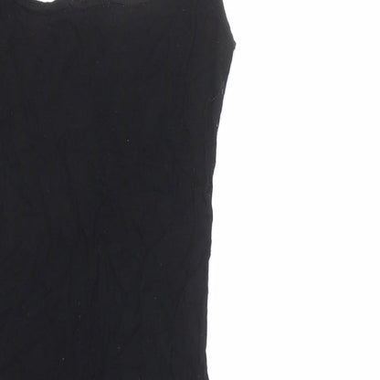 PRETTYLITTLETHING Womens Black Viscose Bodycon Size 4 Scoop Neck Pullover - Mini