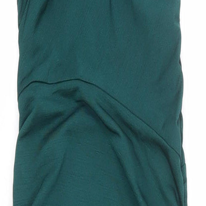 PRETTYLITTLETHING Womens Green Polyester Bodycon Size 4 One Shoulder Pullover - Ruched