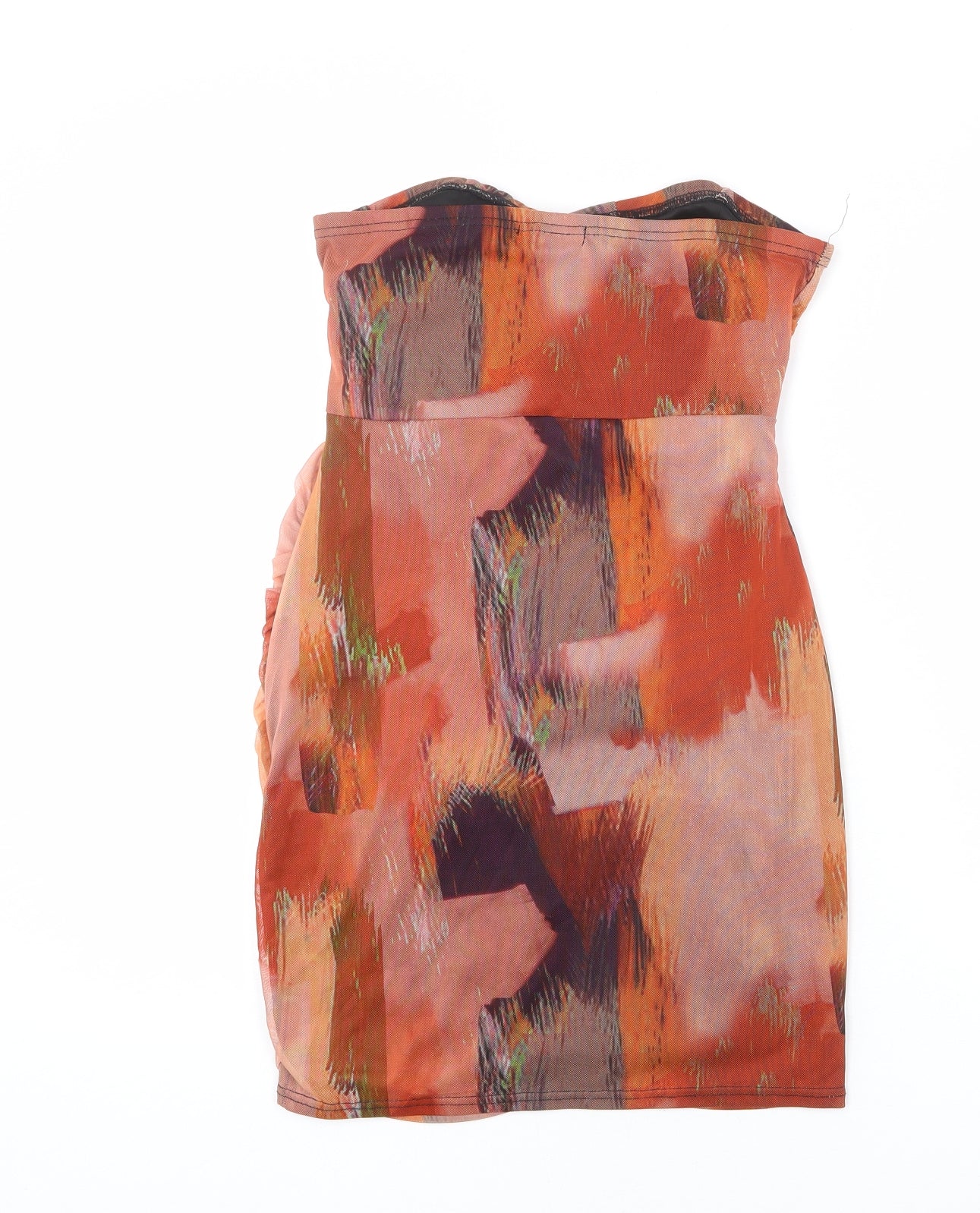 PRETTYLITTLETHING Womens Multicoloured Geometric Polyester Mini Size 8 Off the Shoulder Pullover