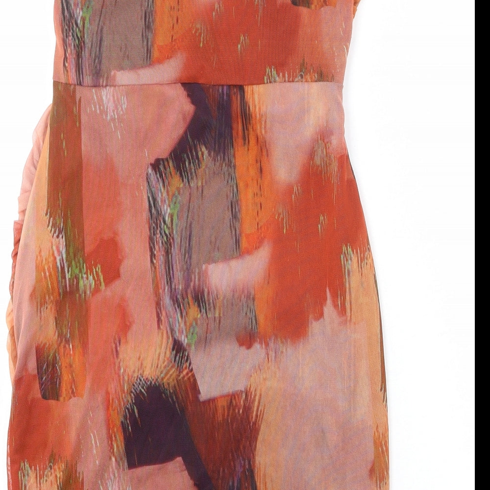 PRETTYLITTLETHING Womens Multicoloured Geometric Polyester Mini Size 8 Off the Shoulder Pullover