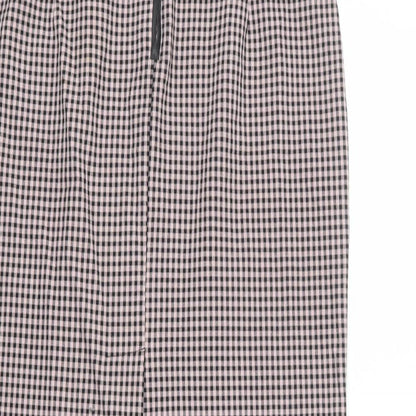 Zara Womens Pink Check Polyester Straight & Pencil Skirt Size L Zip - Slit
