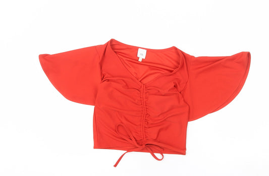 Womens UK Size 10 River Island Red Cropped T-Shirt
