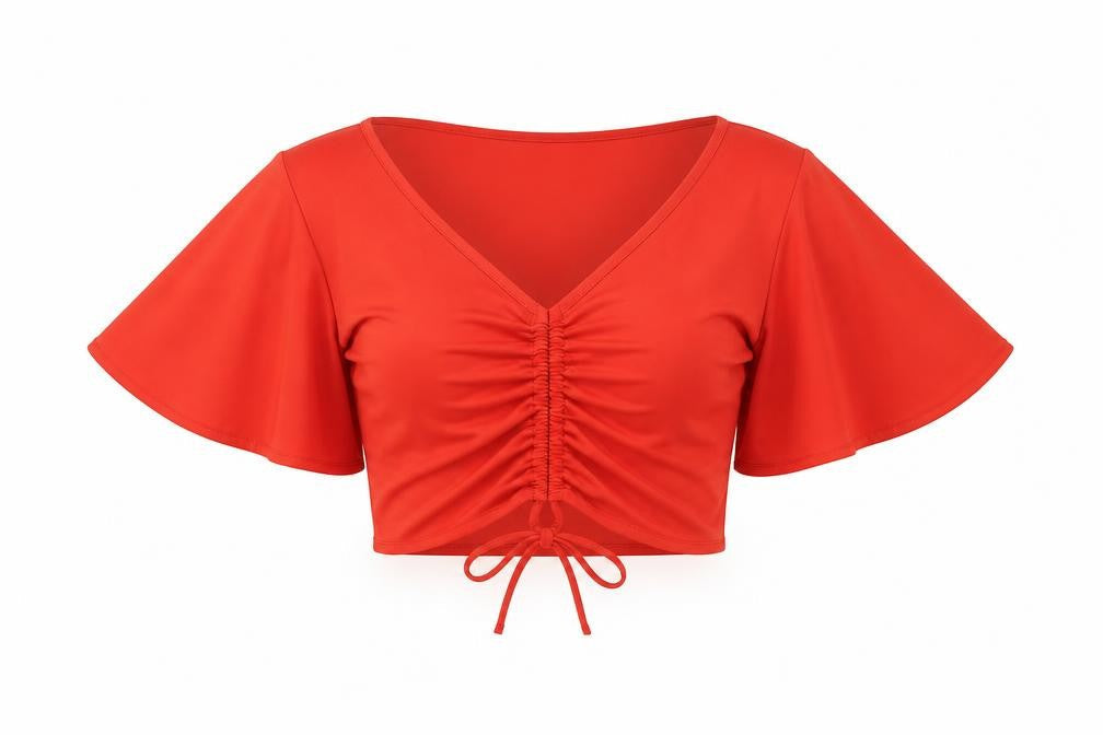 Womens UK Size 10 River Island Red Cropped T-Shirt
