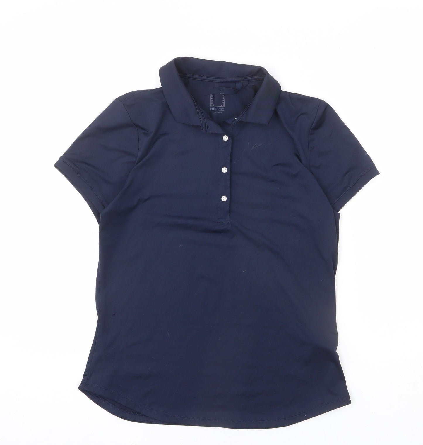 DECATHLON Womens Blue Polyester Basic Polo Size S Collared Button