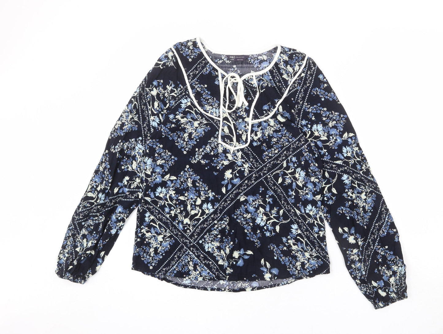 Womens UK Size 10 Marks and Spencer Blue Basic Blouse