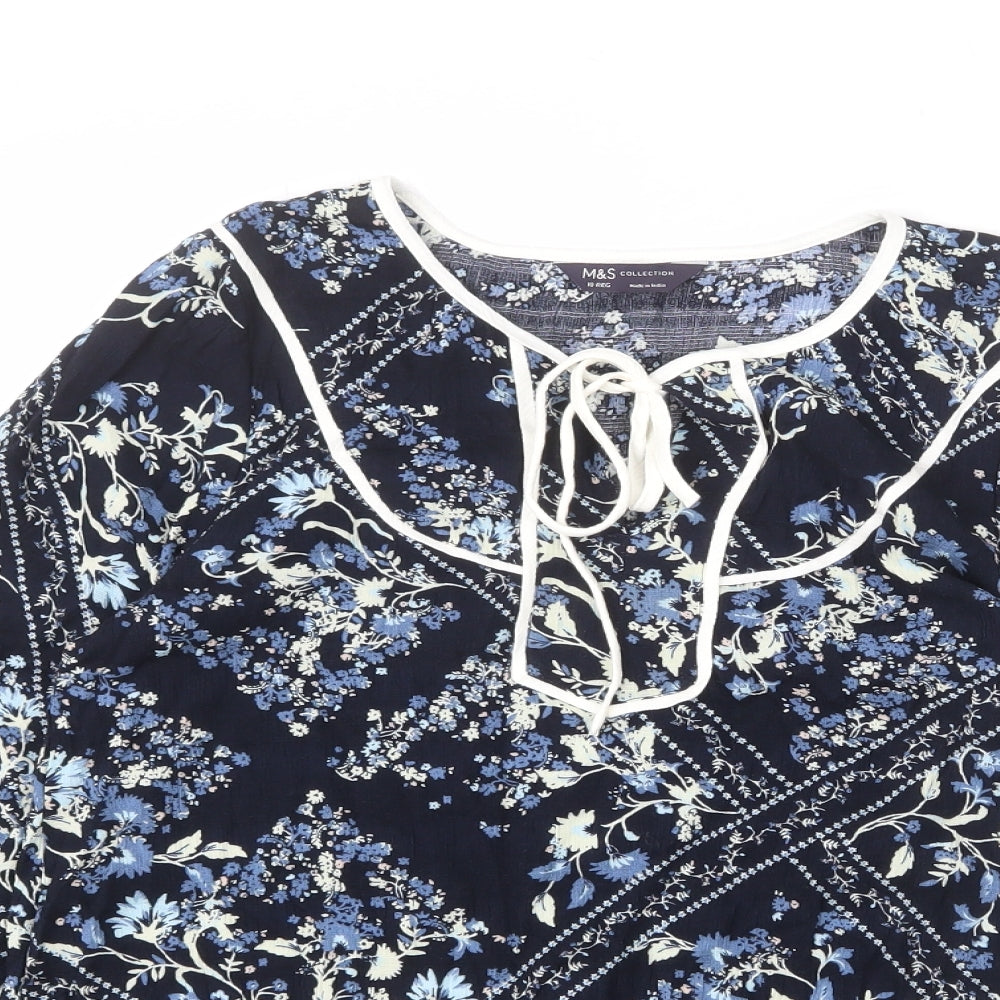 Womens UK Size 10 Marks and Spencer Blue Basic Blouse
