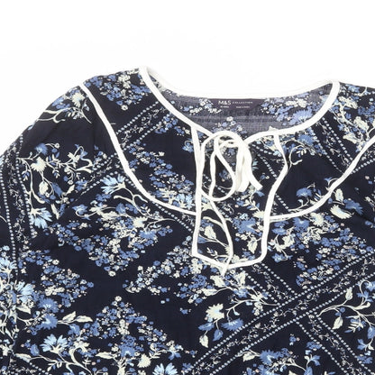 Womens UK Size 10 Marks and Spencer Blue Basic Blouse