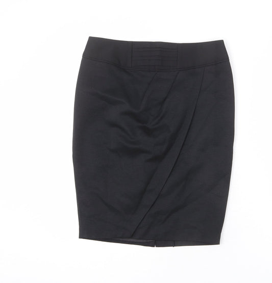 NEXT Womens Black Cotton Straight & Pencil Skirt Size 8 Zip